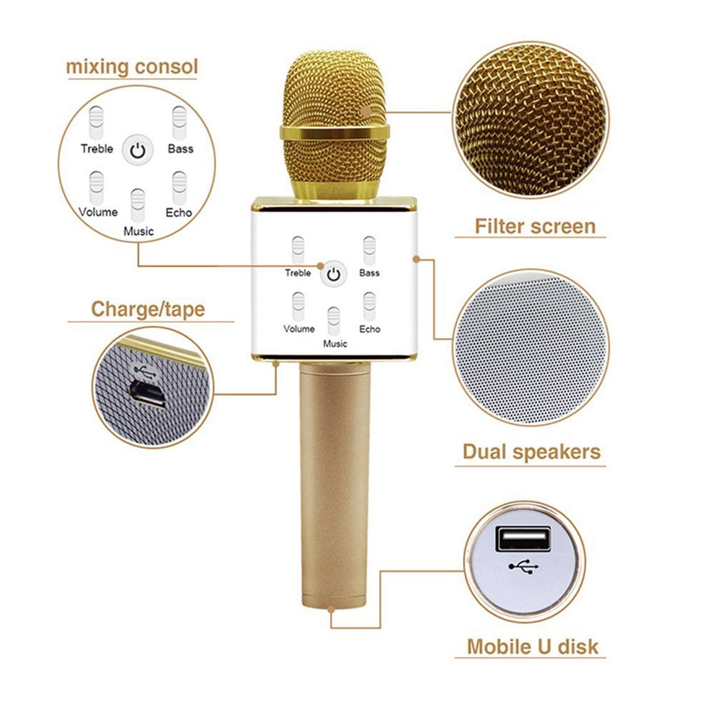 Q7 Bluetooth Wireless Karaoke Mike For With All Smart Phones - Multicolor - Image 5